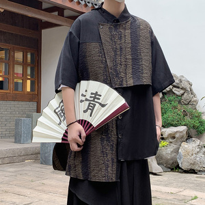 风暗黑D新中式不规则小众设计拼接法式衬衫男CS60-P78控98图片