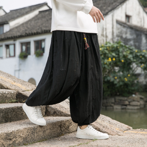新中式P暗黑风破洞乞丐镂空设计感阔腿束脚裤K129-P75控98
