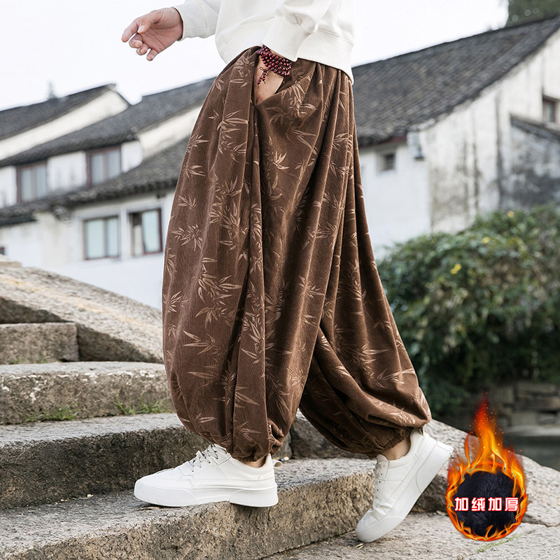 风L树叶保暖灯芯绒加绒加厚超大码8XL束脚裤男K1139-P88控108,男装棉衣,电商A005