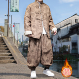 新中式I风盘扣暗花灯芯绒羊羔毛棉衣服套装男TZ51-P203控238，男装T恤，电商A005