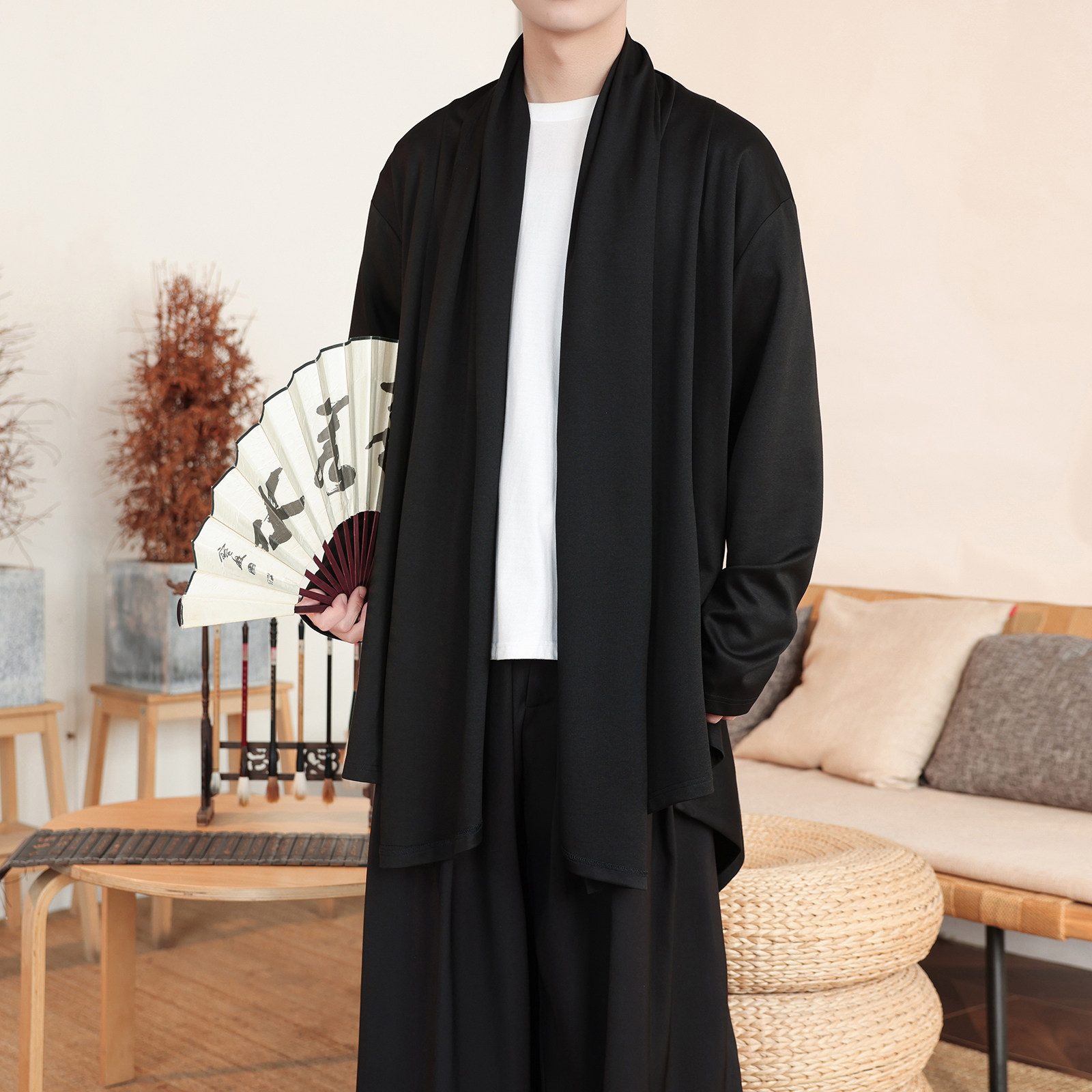 暗黑系高级感风衣大码中长款风衣垂感披风斗篷开衫FY10-P95控118，男装风衣，电商A005