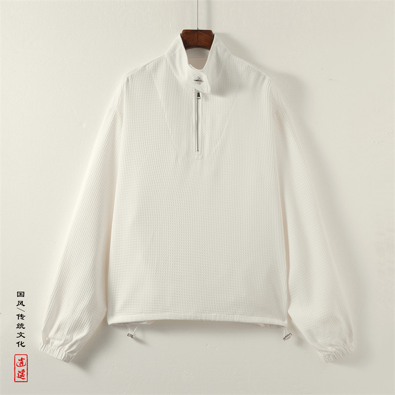 新中式H立领拉链卫衣男ins小众金属拉链套头外套潮WY02-P65控88,女装短外套,电商A005