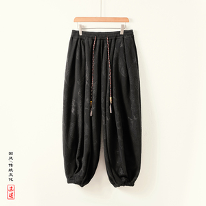 风T龙纹暗纹新中式保暖奥利绒羊羔绒阔腿束脚裤K262-P68控98，男装棉衣，电商A005