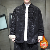 新中式M盘扣树叶暗花灯芯绒羊羔毛夹克棉衣外套男JK17-P135控158，男装夹克，电商A005