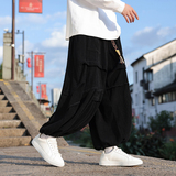 新中式J暗黑明线设计灯芯绒折褶小众设计阔腿裤水桶K203-P75控88，男装休闲裤，电商A005