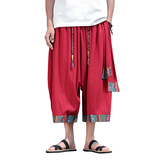 民族风复古中式A棉麻宽松大裤裆舞蹈阔腿裤七分裤男DK186-P68控88，男装牛仔裤，电商A005