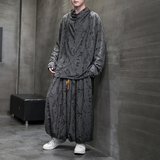 新中式B破洞不规则领堆堆领小众束脚阔腿裤套装男TZ30-P143控168，男装T恤，电商A005