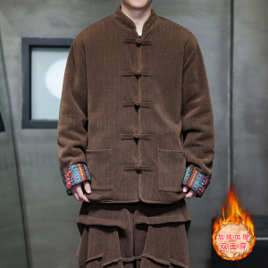 新中式X麦穗羊羔毛加绒加厚双面穿棉服夹克棉衣男JK21-P135控158图片