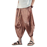 新中式A香云纱龟裂纹冰丝透气萝卜灯笼七分裤男DK172-P58控78，男装牛仔裤，电商A005