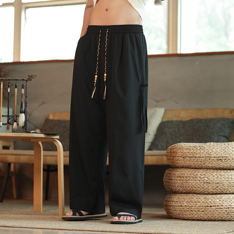 新中式D风小众设计冰丝垂感小众设计感九分裤男K189-P58控78图片