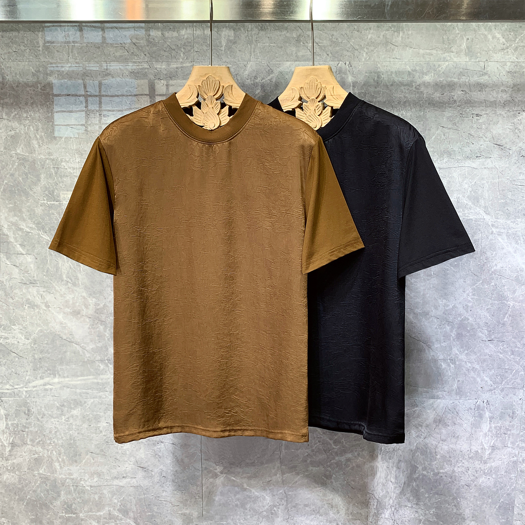 轻熟风高端上衣醋酸冰丝短袖T恤