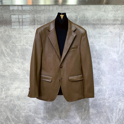 休闲痞帅高级感西服皮衣西装外套