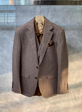 秋冬新款英伦风商务正装羊毛小西装外套男士韩版潮流时尚休闲西服