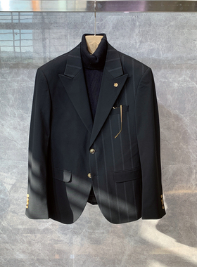 英伦风轻熟黑色修身小西装外套男士韩版潮流痞帅休闲商务西服上衣