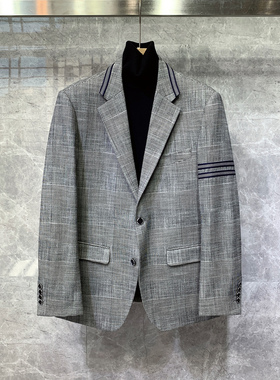 英伦轻熟风高级感格子小西装外套男士休闲正装痞帅单西服高端上衣