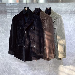 2025冬季新款高级感灯芯绒猎装式夹克男士痞帅气休闲工装外套加厚