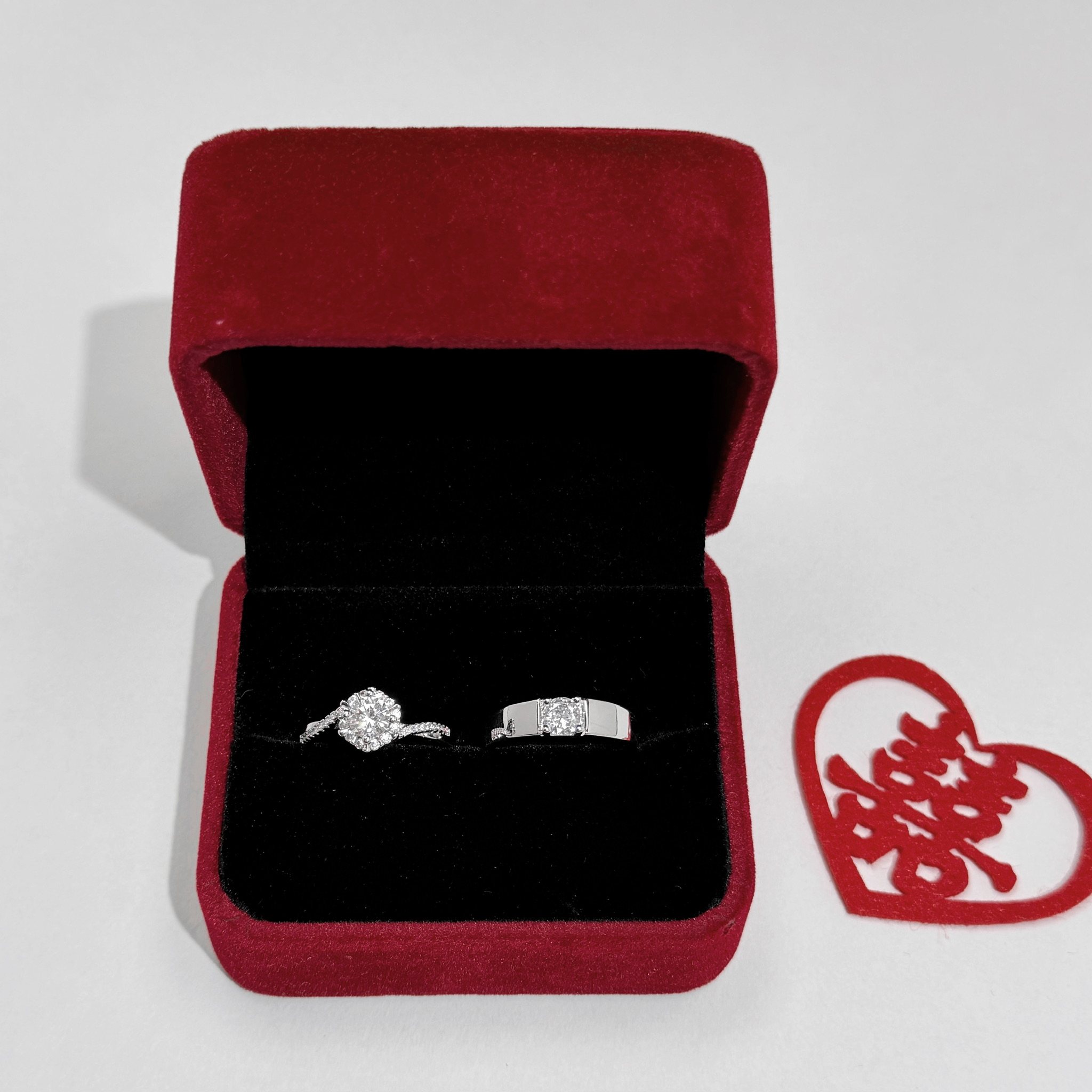 莫桑石戒指 仿真婚戒对戒指情侣结婚一对男女婚礼替代道具可调节