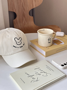 清仓！【SOWO】原创韩系纯棉白色小狗刺绣软顶可调节遮阳棒球帽