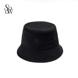 【SOWO】原创日系休闲百搭水洗纯棉黑色字母刺绣渔夫帽盆帽中性款