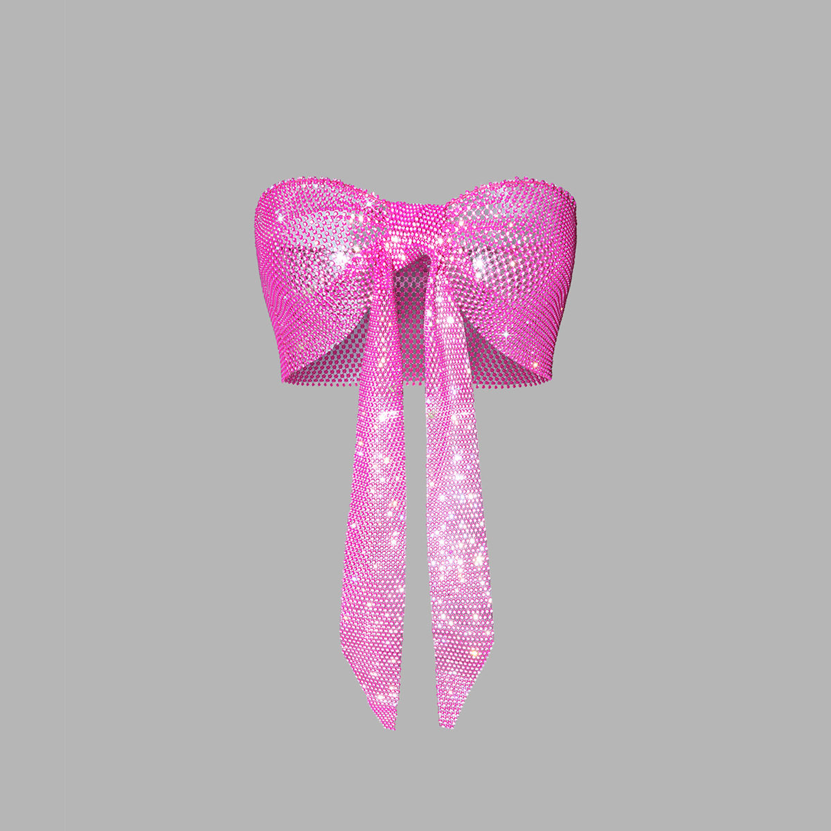 Outfitgirl电音节穿搭辣妹水钻吊带背心修身显瘦抹胸渔网闪钻上衣