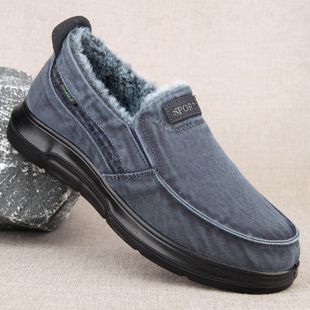 25年冬季 软底一脚蹬老人鞋 老北京布鞋 爸爸鞋 加绒保暖休闲鞋 男棉鞋