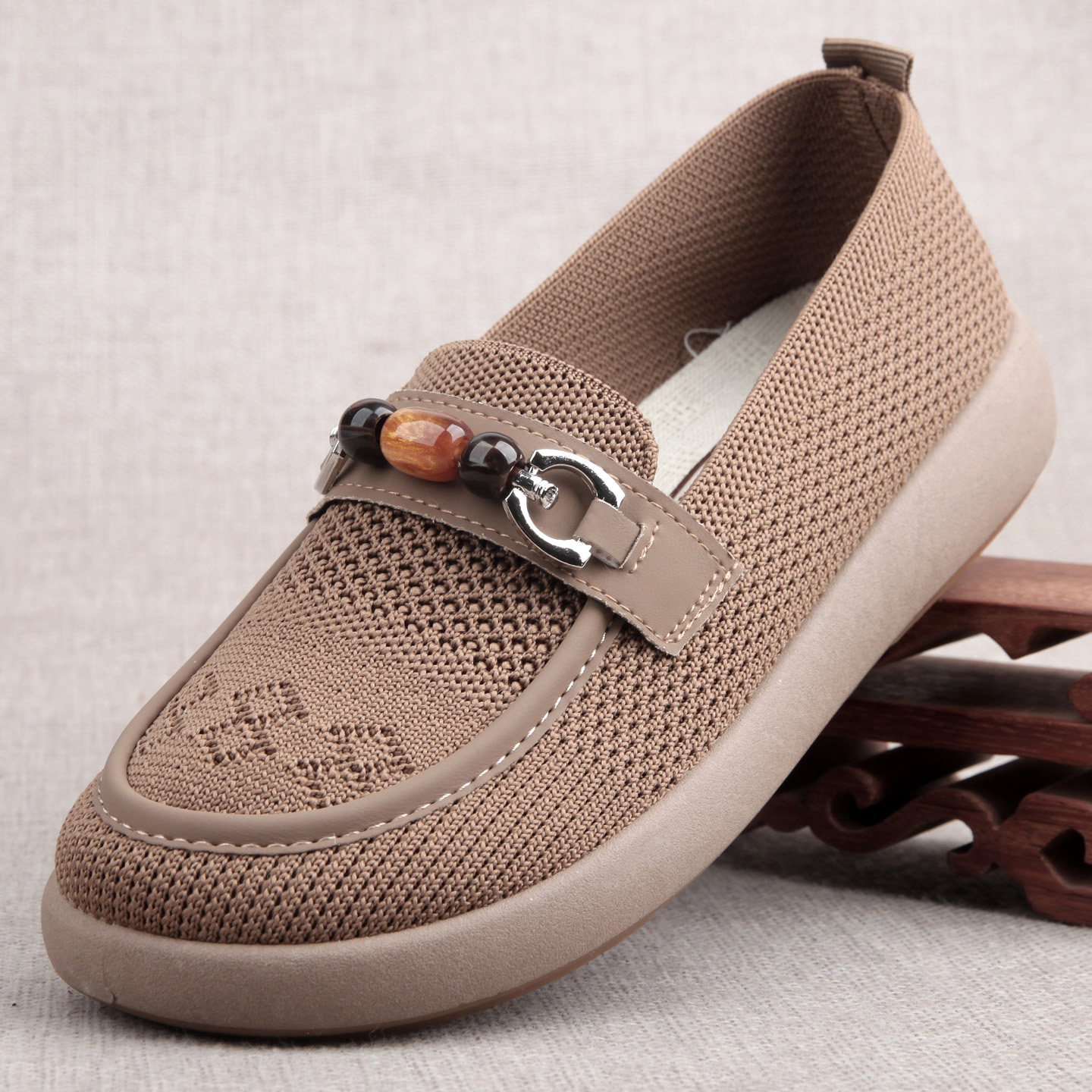 老北京布鞋女透气飞织休闲鞋中老年妈妈鞋一脚蹬软底舒适浅口单鞋,女鞋,传统布鞋,淘宝优惠券,粉丝福利购,淘宝优惠卷