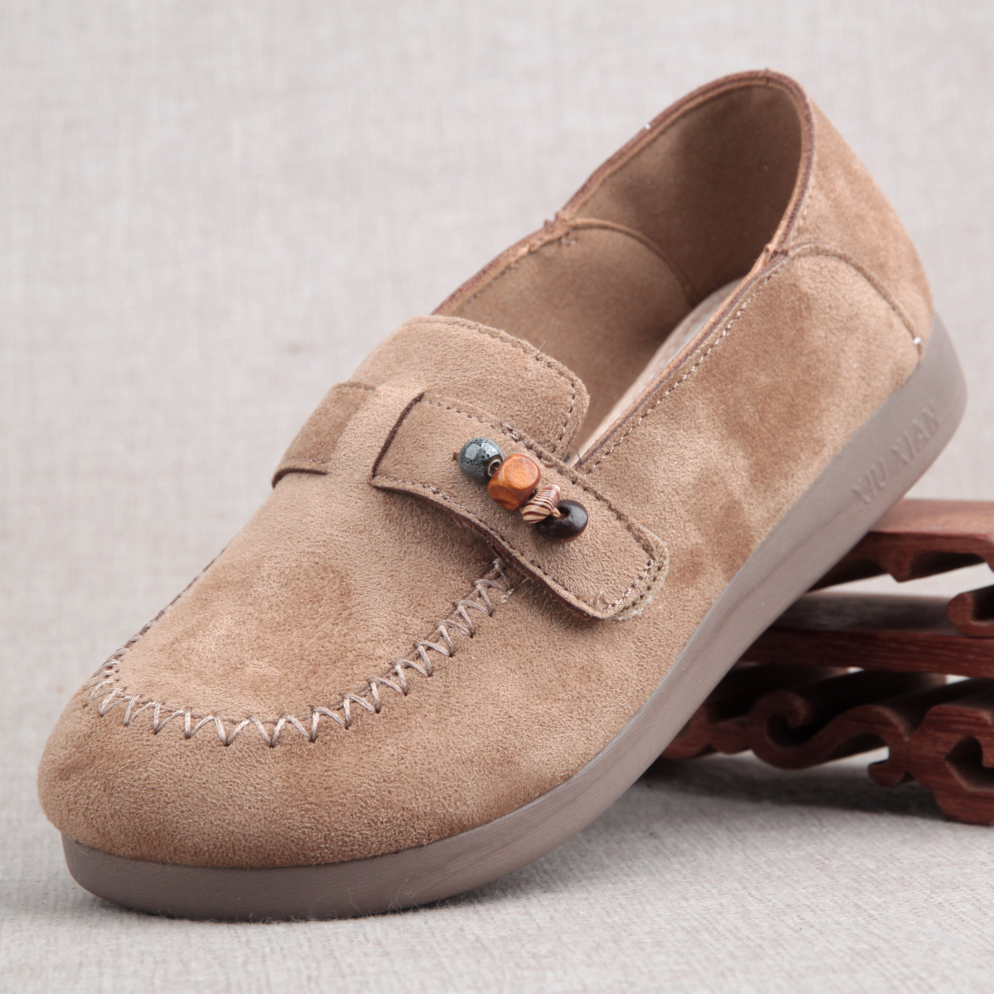 老北京布鞋女春季休闲豆豆鞋平底舒适软底一脚蹬妈妈鞋浅口女单鞋,女鞋,传统布鞋,淘宝优惠券,粉丝福利购,淘宝优惠卷