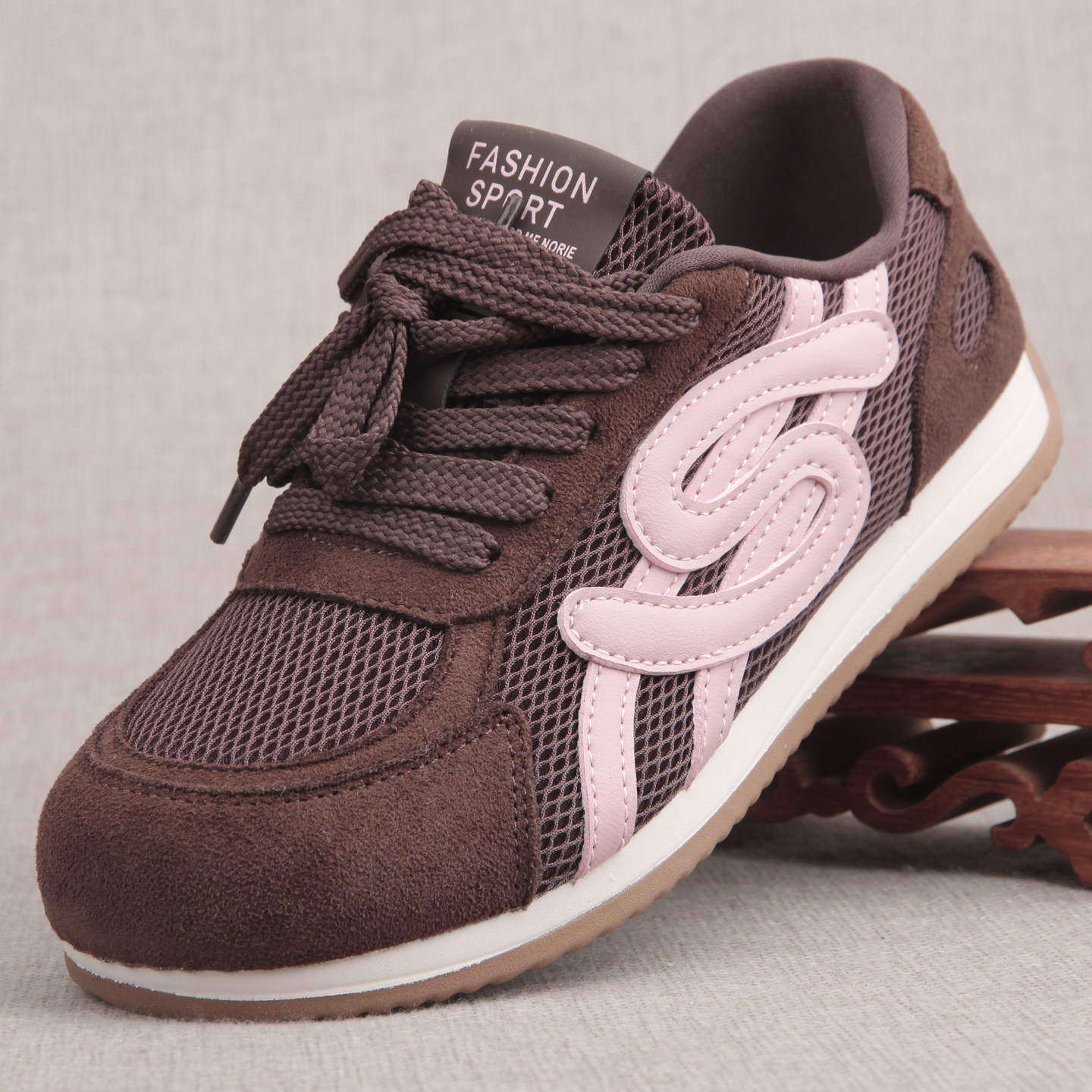 26年春季新款老北京布鞋女时尚网布休闲鞋系带复古德训鞋平底女鞋,女鞋,网面鞋,淘宝优惠券,粉丝福利购,淘宝优惠卷