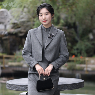 蝶恋外套女春秋绵羊毛旗袍外套崔万志改良小西服修身 短外套 开衫