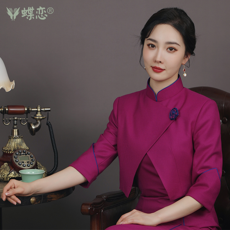 蝶恋精纺羊毛外套旗袍套装