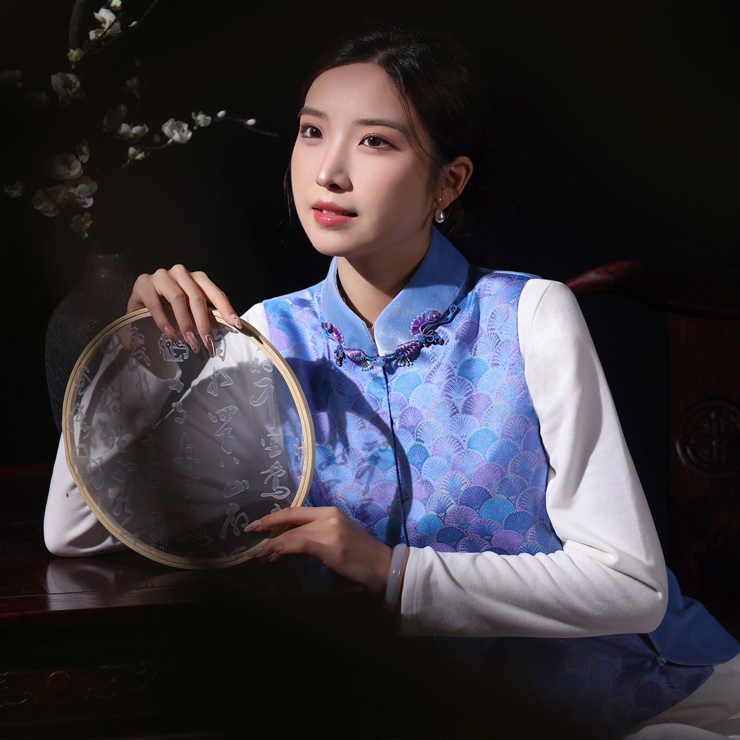 蝶恋宋锦真丝中式外套马甲