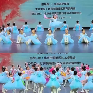 六一幼儿园纱裙舞台服装新款丢手绢舞蹈演出服儿童蓬蓬裙表演服装