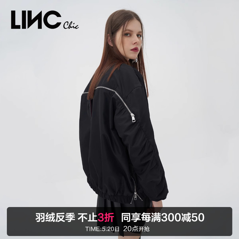 LINCCHIC金羽杰羽绒服女潮酷飞行员夹克轻暖羽绒服女Y22802010Y