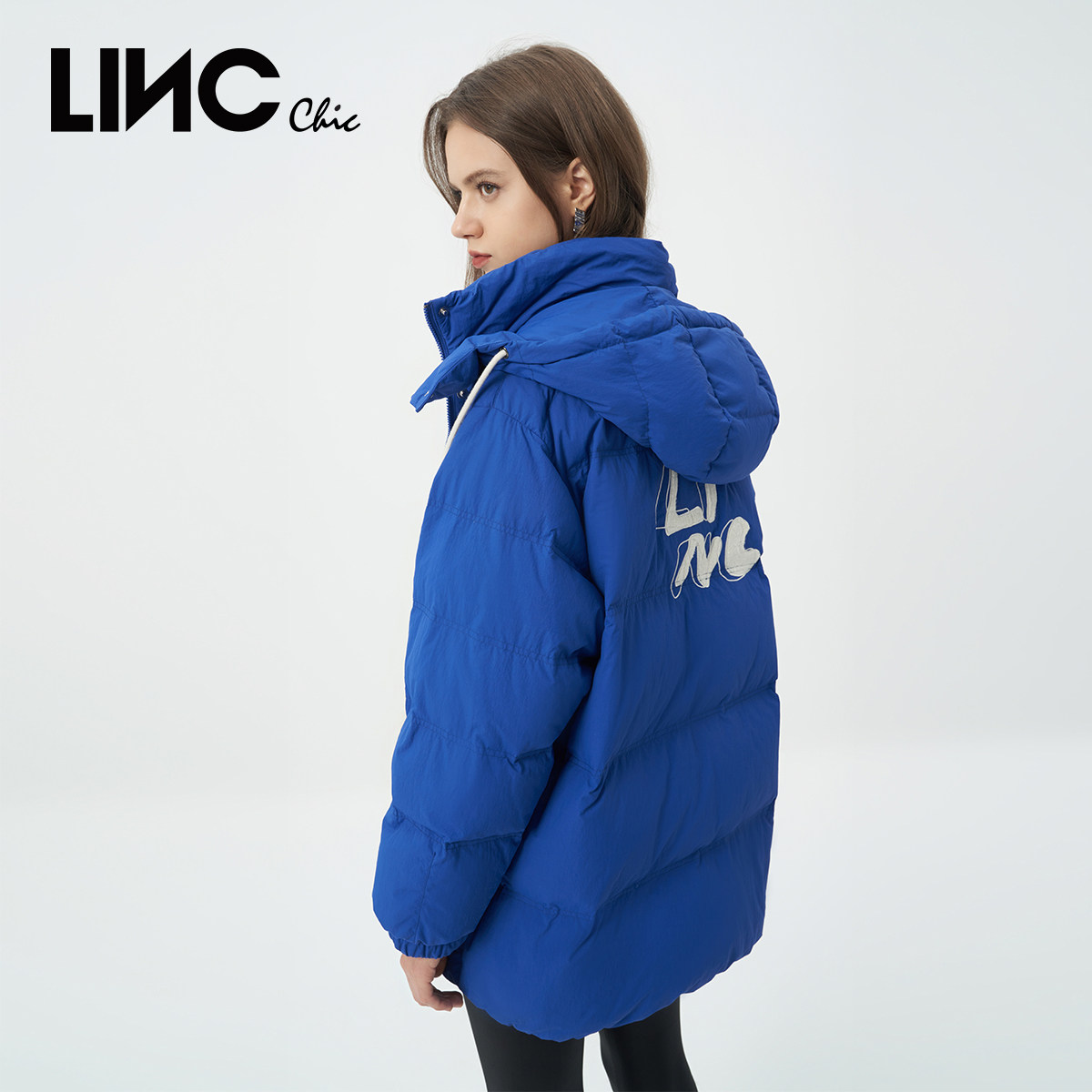 LINC金羽杰2022年新款复古学院感中长款羽绒服外套女Y22803291