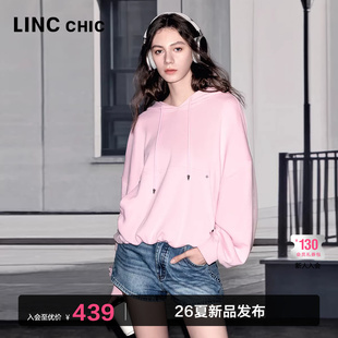 LINC金羽杰春季新款花苞卫衣轻奢休闲连帽卫衣女上衣S253HD449YY