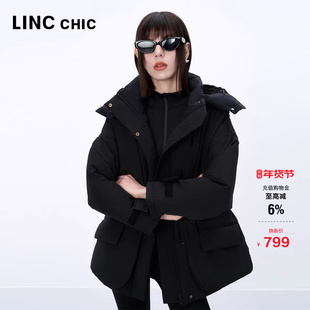 LINCCHIC金羽杰羽绒服女款冬季新款都市风衣感短款羽绒服女3318