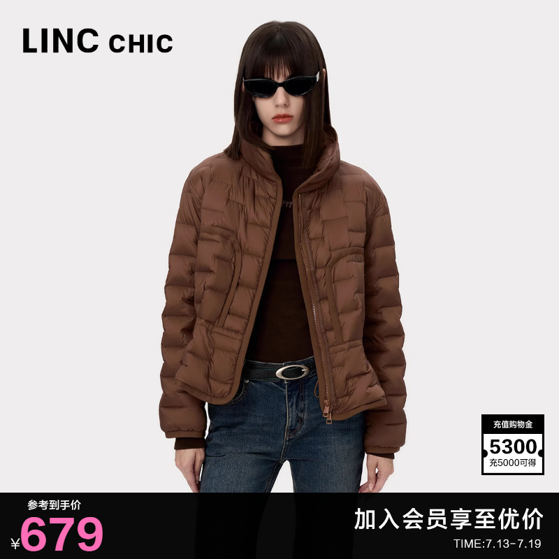 LINCCHIC金羽杰羽绒服女款2024新款短款芭蕾感轻薄羽绒服女1306Y