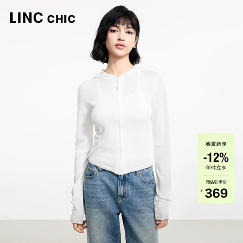 LINCCHIC动感修身连帽针织开衫