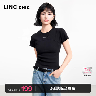 机能感圆领半袖 露背短袖 T恤女K190YY 女T恤新款 LINC金羽杰半袖