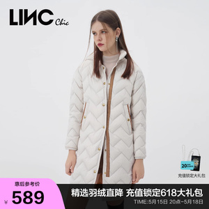 LINCCHIC金羽杰羽绒服修身衬衫式轻薄中长款羽绒服女冬Y22806370