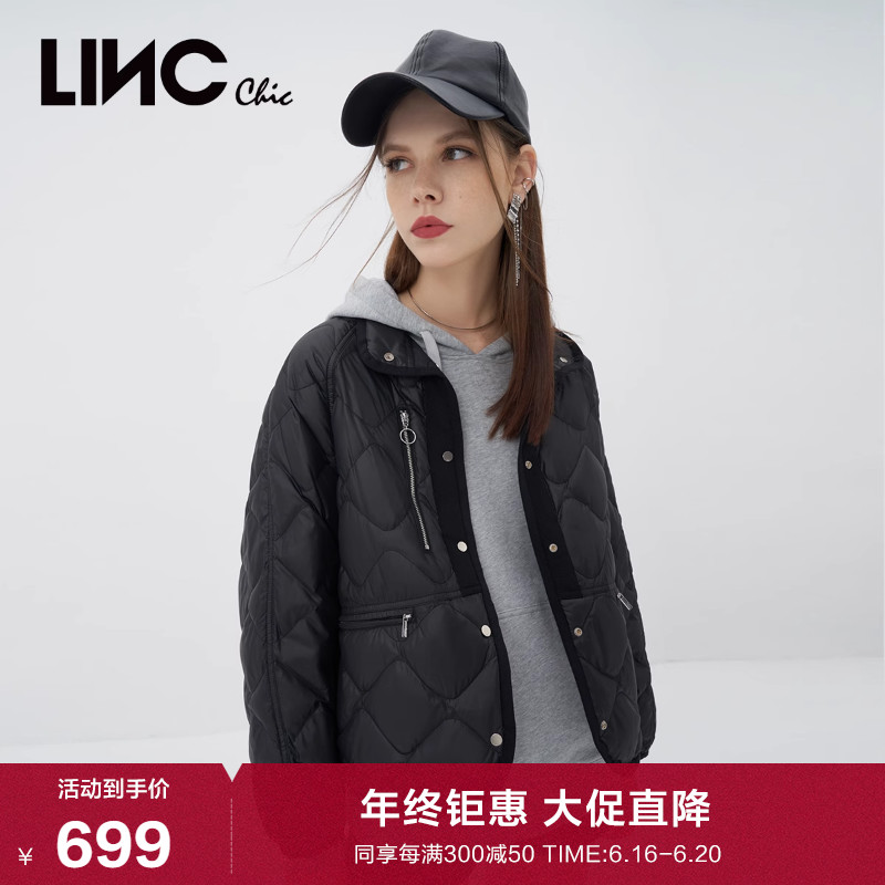 LINC金羽杰2022年新款轻薄短款羽绒服女夹克外套女春秋Y22801089