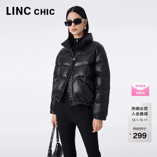 LINC金羽杰短款羽绒服女新款轻薄立领面包服便携羽绒外套女1296