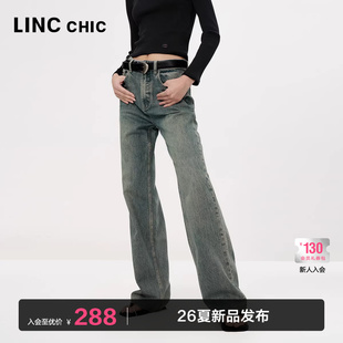 宽松裤 LINC金羽杰直筒牛仔裤 复古阔腿牛仔裤 春季 子女482Y 女长裤