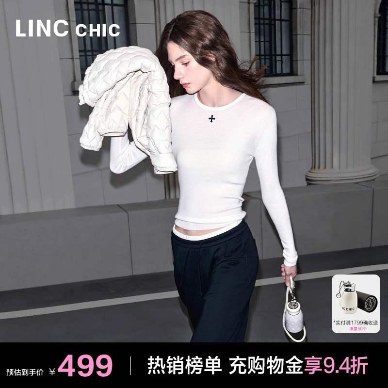 淡人叠穿绵羊毛圆领针织衫