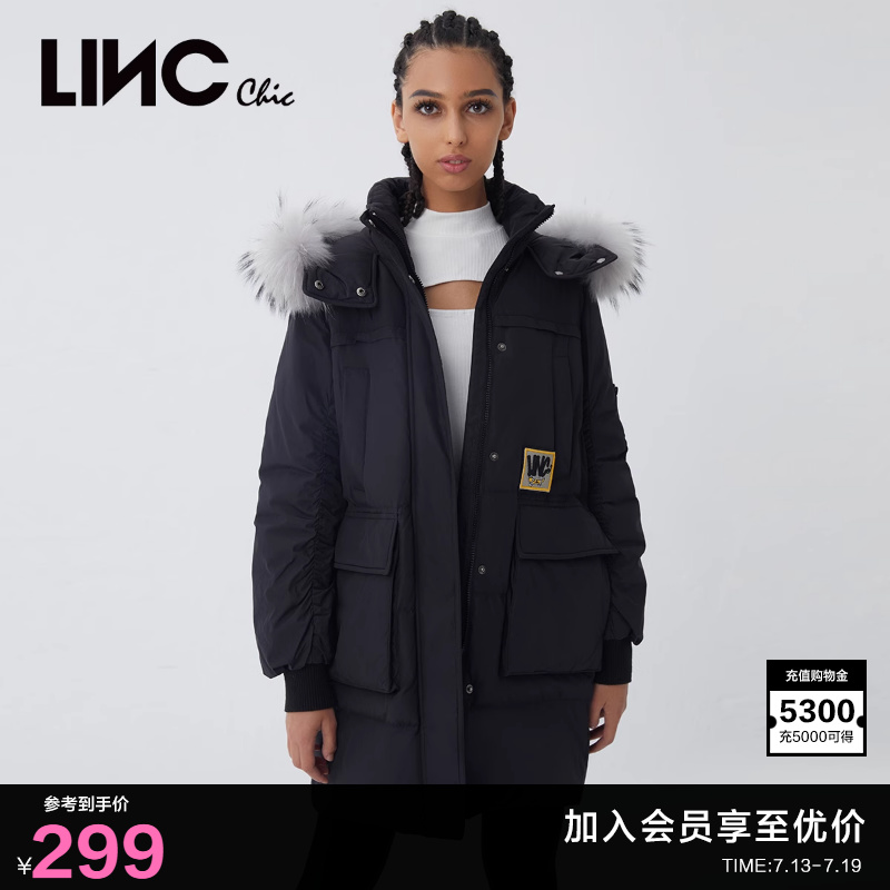 LINC金羽杰中长款羽绒服女款反季派克服羽绒服外套女Y21806161