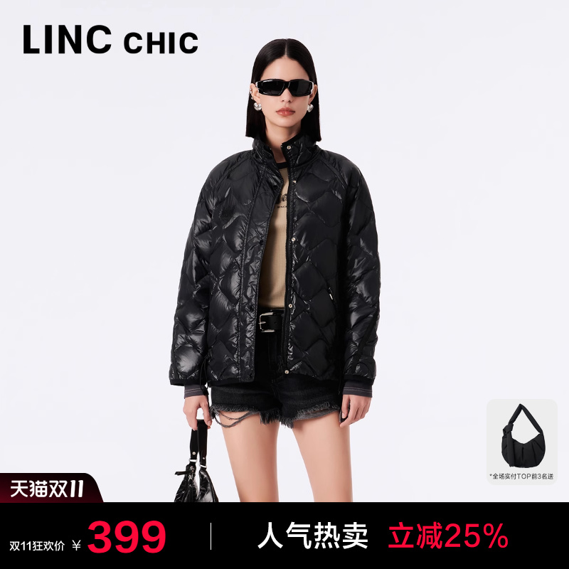 LINC金羽杰短款轻薄羽绒服女新款松弛罩衫外套女秋冬款Y23302037