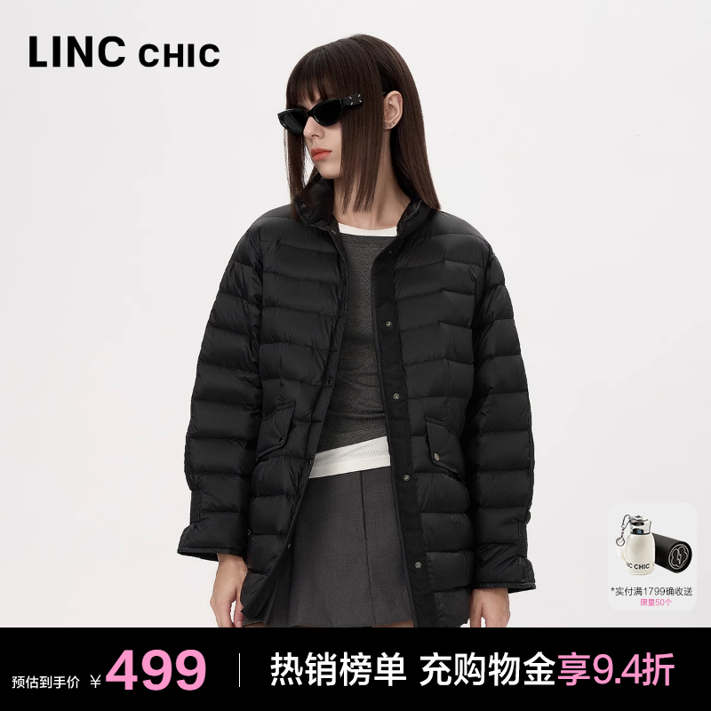 LINC衬衫式轻薄中长款羽绒服