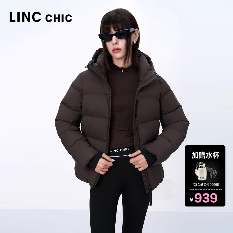 LINC金羽杰短款羽绒服女款冬季新款修身泡芙感羽绒服女Y24801270