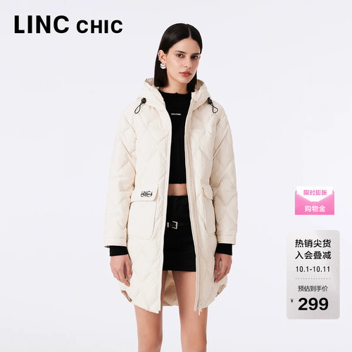 LINC金羽杰轻薄羽绒服女连帽中长款风衣羽绒服外套女户外6180
