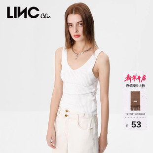 LINC金羽杰吊带女甜酷设计感V领针织吊带背心女内搭可外穿SW628